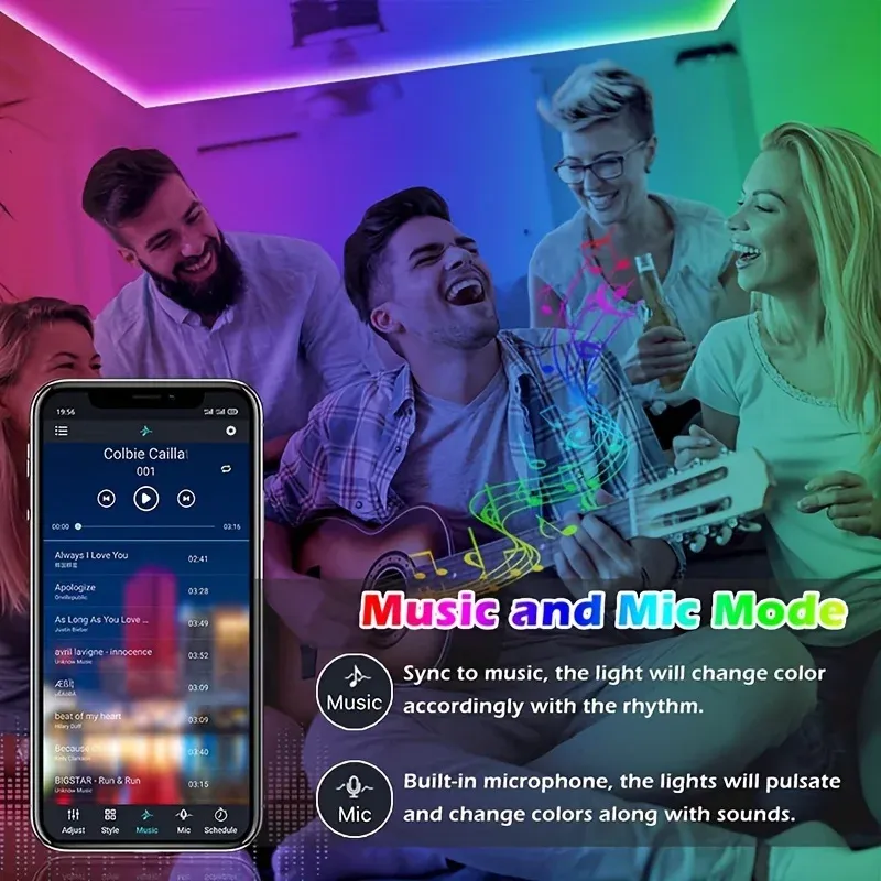 RGB LED Strip Lights with App Control - Flexible Ribbon Tape for Room, Bedroom, and Party Decoration - Multiple Lengths (1M-40M) showcase 10