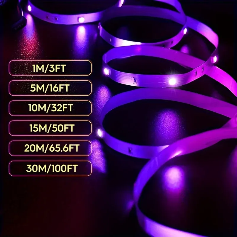 RGB LED Strip Lights with App Control - Flexible Ribbon Tape for Room, Bedroom, and Party Decoration - Multiple Lengths (1M-40M) showcase 6