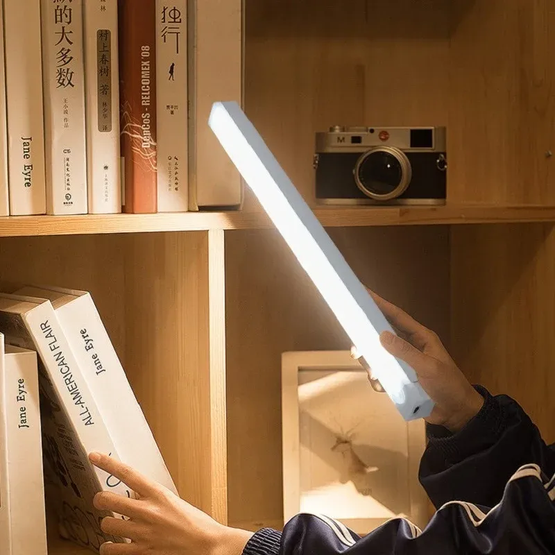 Motion Sensor LED Night Light Bar - USB Rechargeable Long Strip Lamp for Kitchen Cabinet, Wardrobe, Bedside, Staircase - Wireless Stick-on Tube Light showcase 9