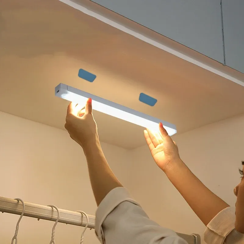 Motion Sensor LED Night Light Bar - USB Rechargeable Long Strip Lamp for Kitchen Cabinet, Wardrobe, Bedside, Staircase - Wireless Stick-on Tube Light showcase 8
