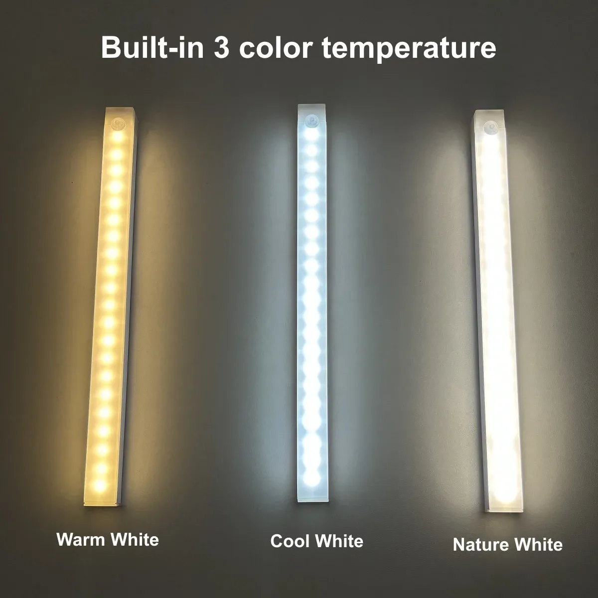 Motion Sensor LED Night Light Bar - USB Rechargeable Long Strip Lamp for Kitchen Cabinet, Wardrobe, Bedside, Staircase - Wireless Stick-on Tube Light showcase 4
