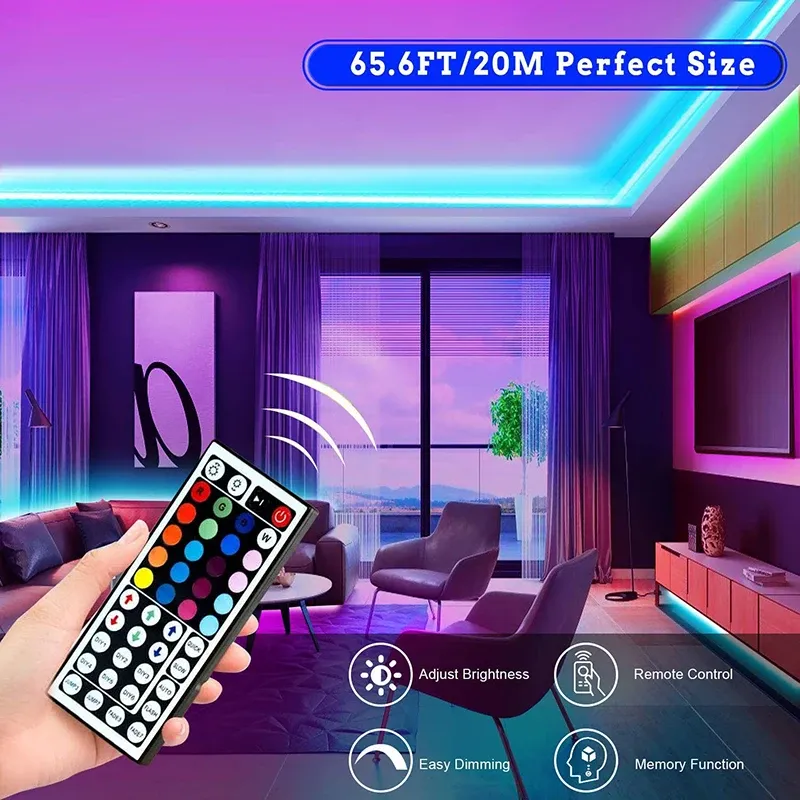 RGB LED Strip Lights 1-40M, USB 5V Music Sync, APP & Remote Control, Flexible LED Tape for TV Backlight, Room Decoration, Party Ambiance showcase 2