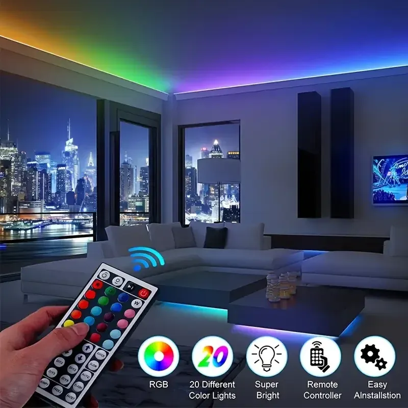 RGB LED Strip Lights 1-40M, USB 5V Music Sync, APP & Remote Control, Flexible LED Tape for TV Backlight, Room Decoration, Party Ambiance thumbnail 3