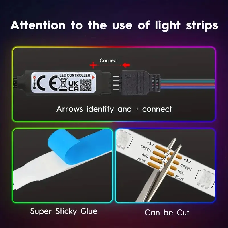 RGB LED Strip Lights 1-40M, USB 5V Music Sync, APP & Remote Control, Flexible LED Tape for TV Backlight, Room Decoration, Party Ambiance thumbnail 4