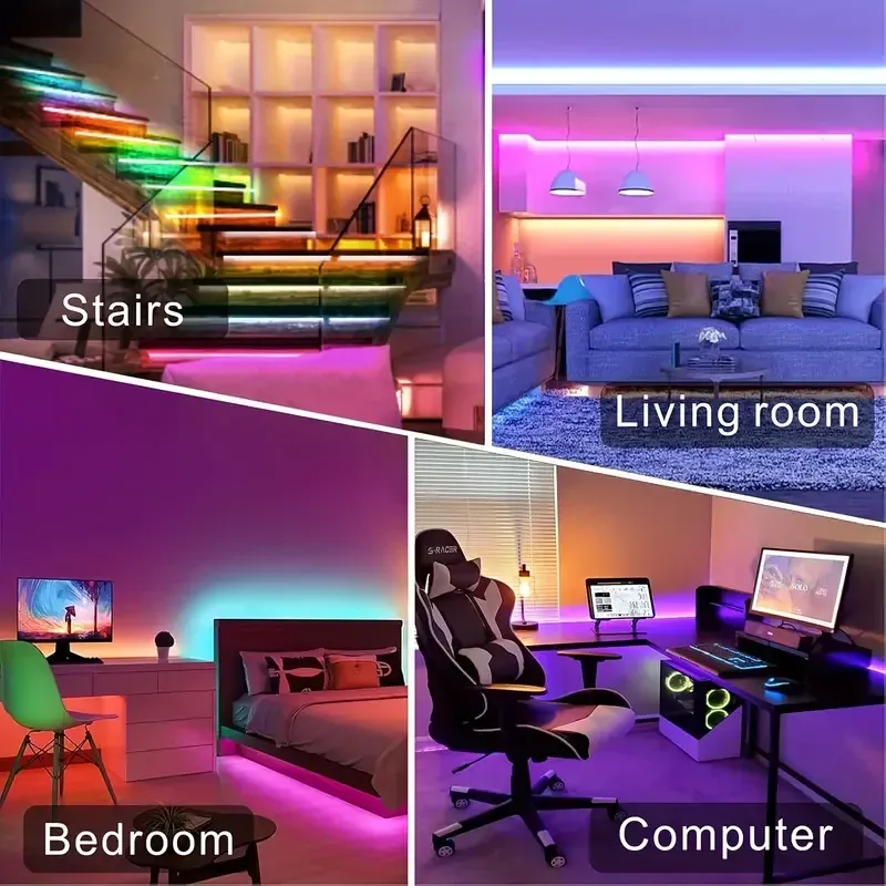 RGB LED Strip Lights 1-40M, USB 5V Music Sync, APP & Remote Control, Flexible LED Tape for TV Backlight, Room Decoration, Party Ambiance thumbnail 5