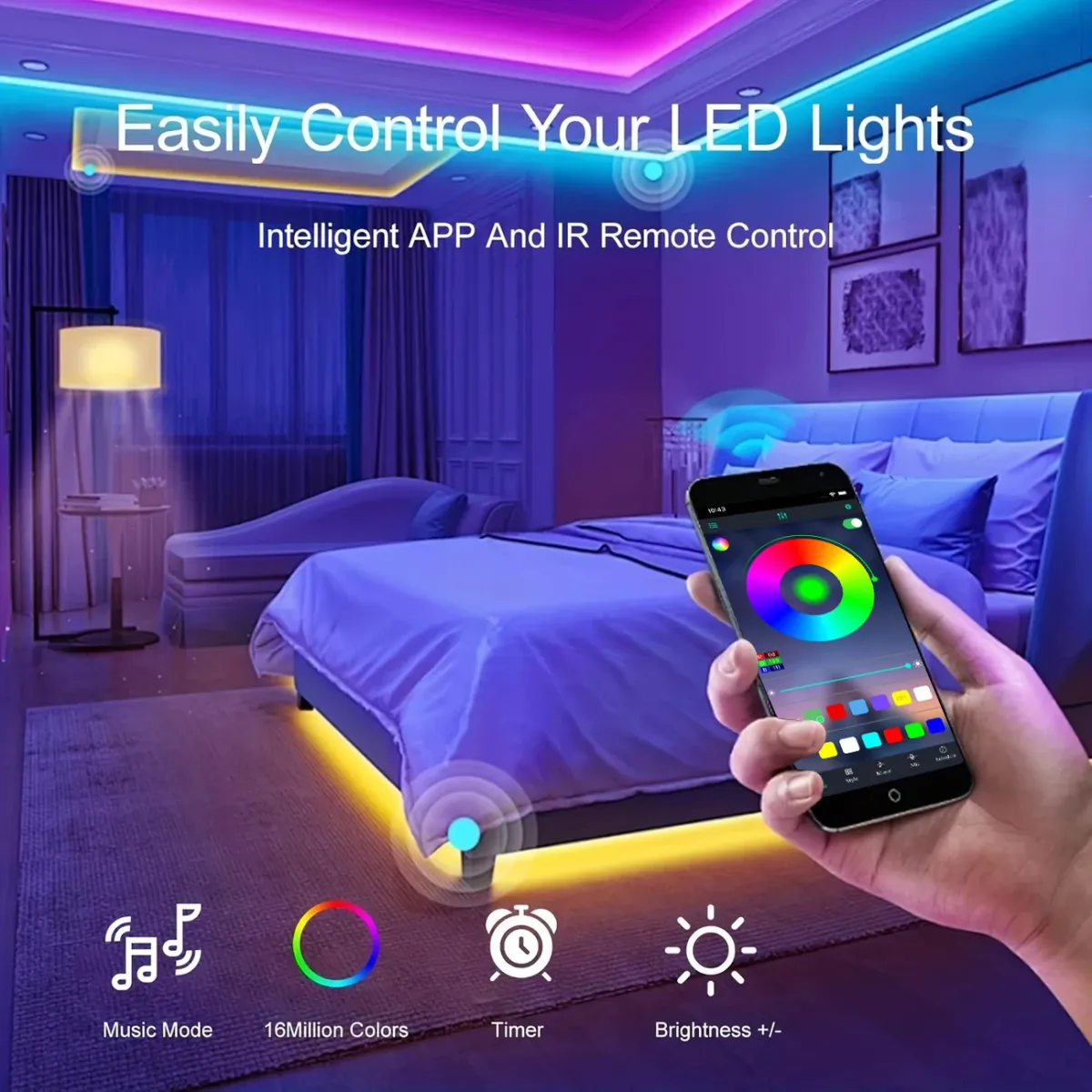 RGB LED Strip Lights 1-40M, USB 5V Music Sync, APP & Remote Control, Flexible LED Tape for TV Backlight, Room Decoration, Party Ambiance showcase 1