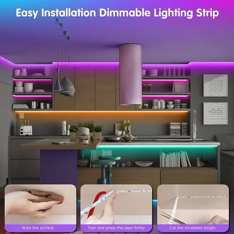 RGB LED Strip Lights 1-40M, USB 5V Music Sync, APP & Remote Control, Flexible LED Tape for TV Backlight, Room Decoration, Party Ambiance showcase 4
