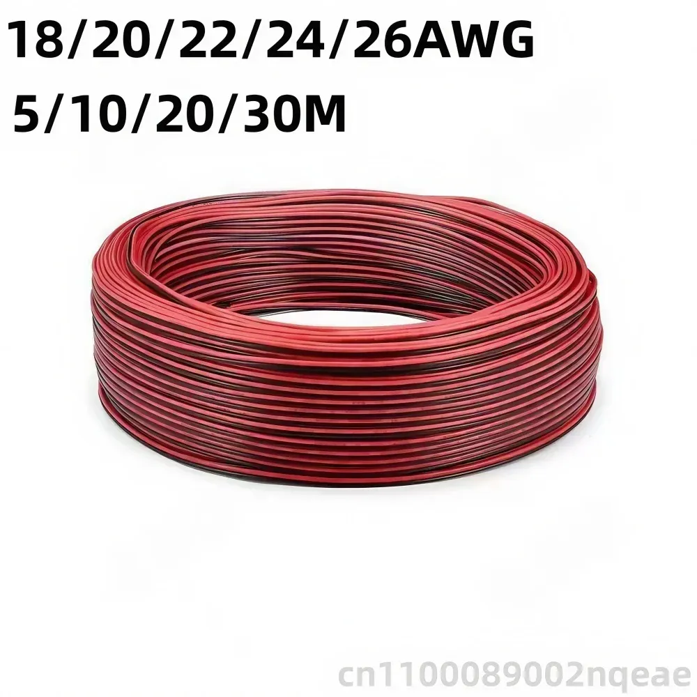 2-Pin Red Black Electrical Wire Cable 18-26 AWG Tinned Copper Extension Power Cord for LED Strips, Lighting, Audio, and Electronics showcase 1