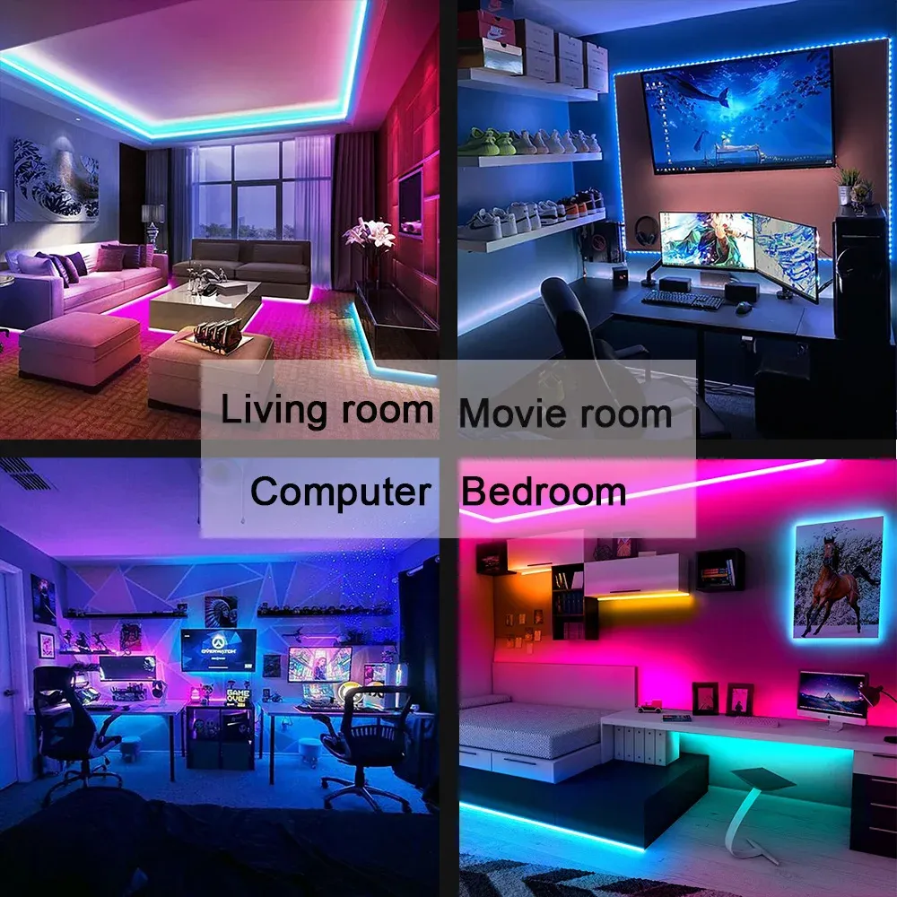 RGB LED Strip Lights with Bluetooth App Control, USB Powered 5050 SMD Tape Ribbon for TV Backlighting, Desktop Decor, and Party Ambiance showcase 7
