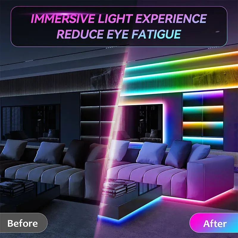 USB LED Strip Lights 5050 RGB Smart App Control Music Sync Flexible Ribbon Diodes for TV Backlight Home Decor Accent Lighting thumbnail 5