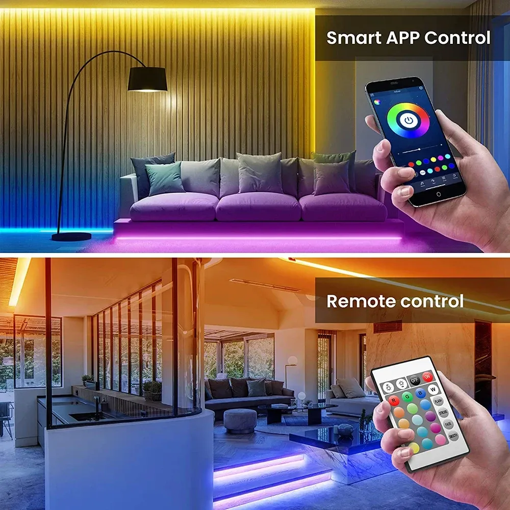 USB LED Strip Lights 5050 RGB Smart App Control Music Sync Flexible Ribbon Diodes for TV Backlight Home Decor Accent Lighting showcase 3