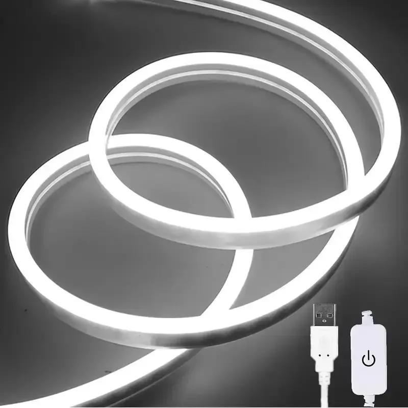Waterproof Dimmable USB Neon LED Strip Light, Flexible 5V Ambient Decor Lamp for Bedroom, DIY Projects, TV Background - 6x12mm, 180° Angle showcase 8