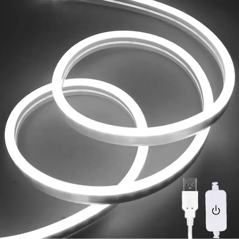Waterproof Dimmable USB Neon LED Strip Light, Flexible 5V Ambient Decor Lamp for Bedroom, DIY Projects, TV Background - 6x12mm, 180° Angle showcase 10