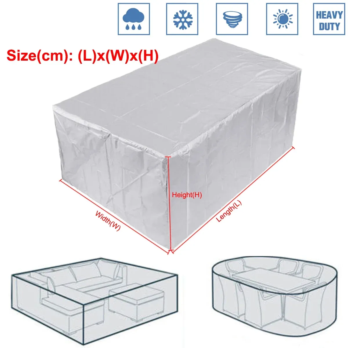 Waterproof Outdoor Patio Furniture Covers - Custom Size, Durable 210D Oxford Fabric, UV Resistant, Rain Snow Protection for Garden Chairs, Tables, Sofas, BBQs thumbnail 2