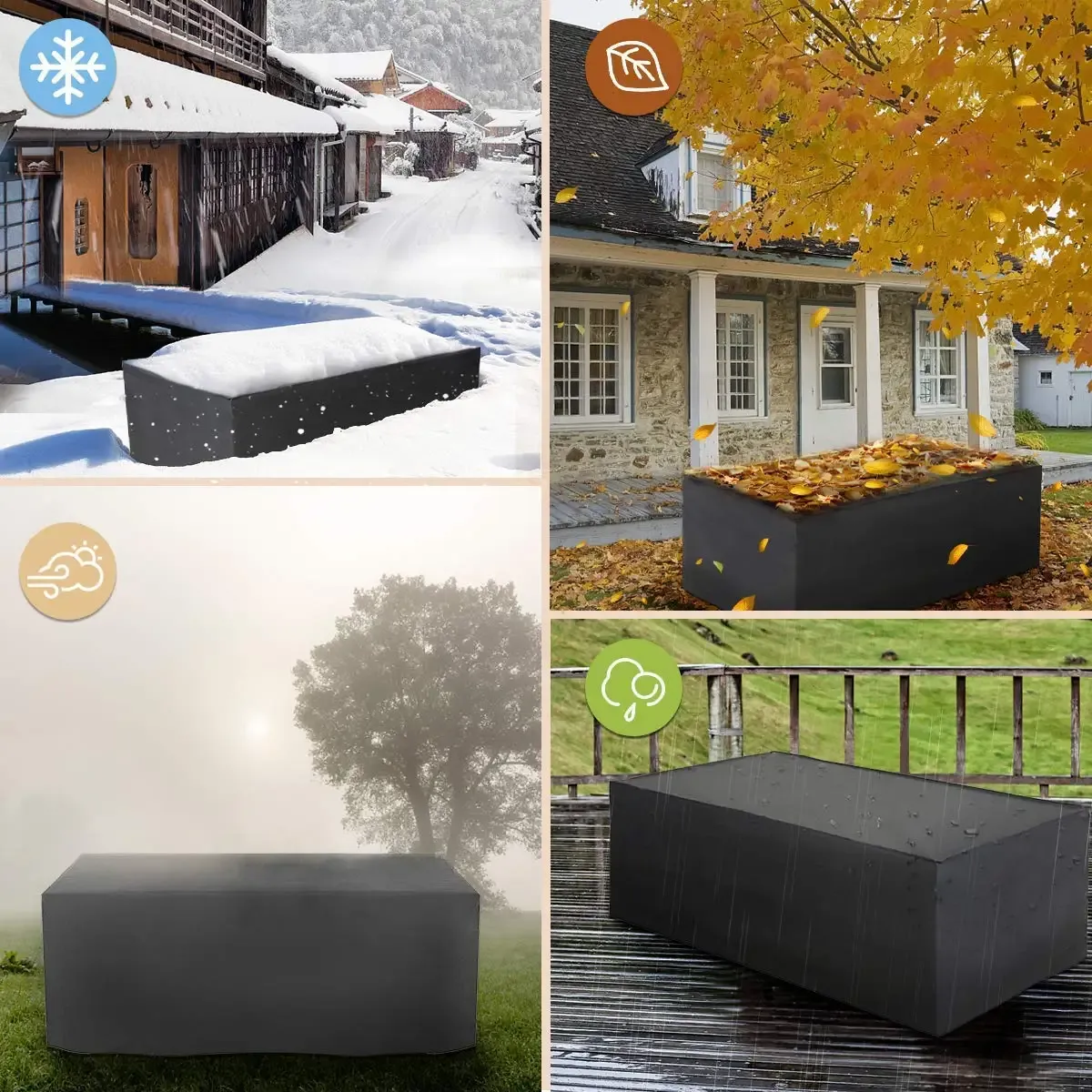 Waterproof Outdoor Patio Furniture Covers - Custom Size, Durable 210D Oxford Fabric, UV Resistant, Rain Snow Protection for Garden Chairs, Tables, Sofas, BBQs showcase 21