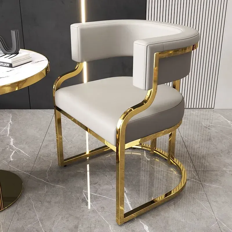 Nordic Style Faux Leather Dining Chair - Comfortable Upholstered Armchair for Makeup, Manicure, Reception, and Mahjong Rooms thumbnail 1