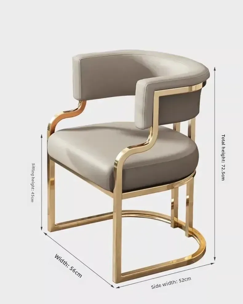 Nordic Style Faux Leather Dining Chair - Comfortable Upholstered Armchair for Makeup, Manicure, Reception, and Mahjong Rooms showcase 18