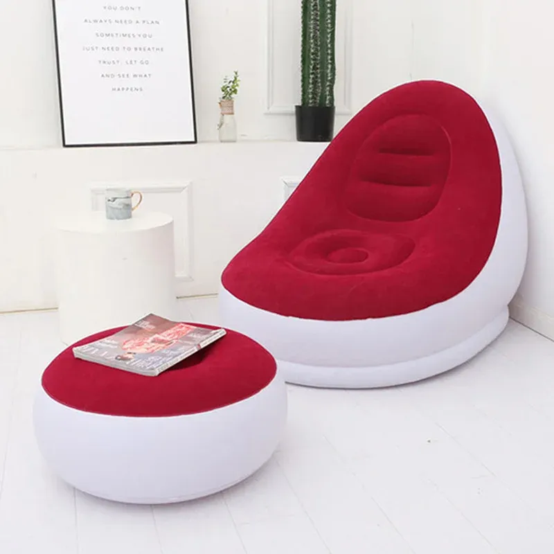 Inflatable Lazy Sofa Chair Set - Foldable PVC Flocking Lounge with Slip-on Design for Relaxing and Napping thumbnail 4