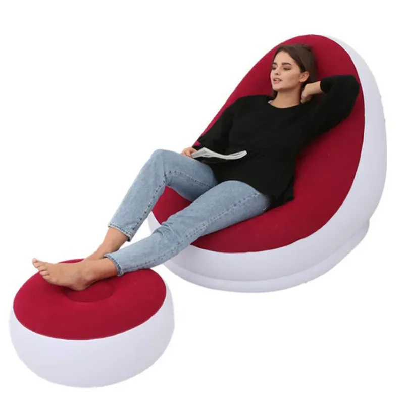 Inflatable Lazy Sofa Chair Set - Foldable PVC Flocking Lounge with Slip-on Design for Relaxing and Napping showcase 5
