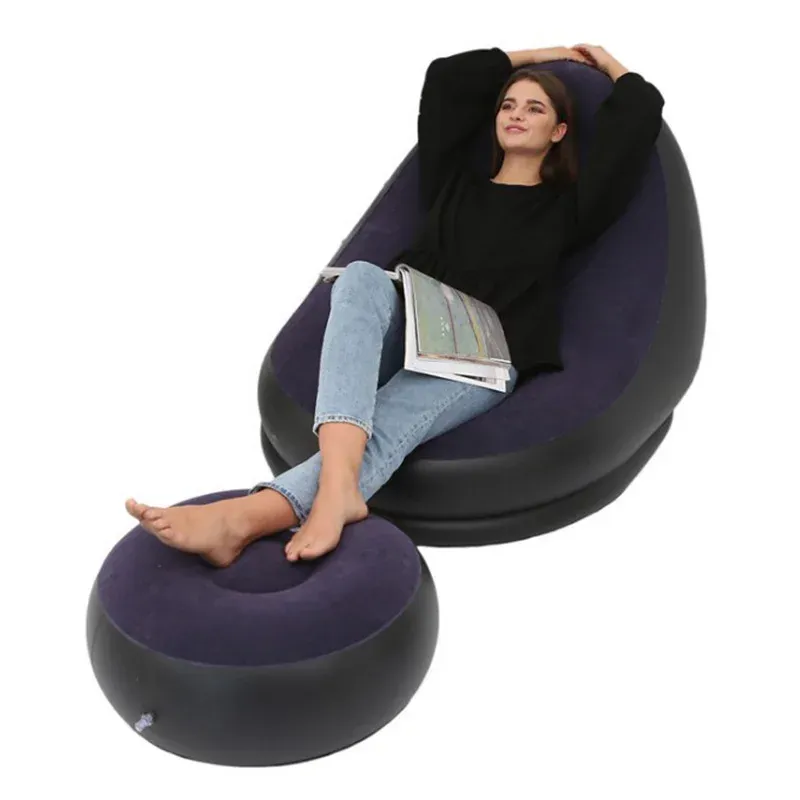 Inflatable Lazy Sofa Chair Set - Foldable PVC Flocking Lounge with Slip-on Design for Relaxing and Napping showcase 4