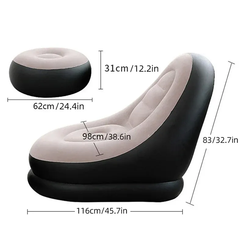 Inflatable Lazy Sofa Chair Set - Foldable PVC Flocking Lounge with Slip-on Design for Relaxing and Napping showcase 2