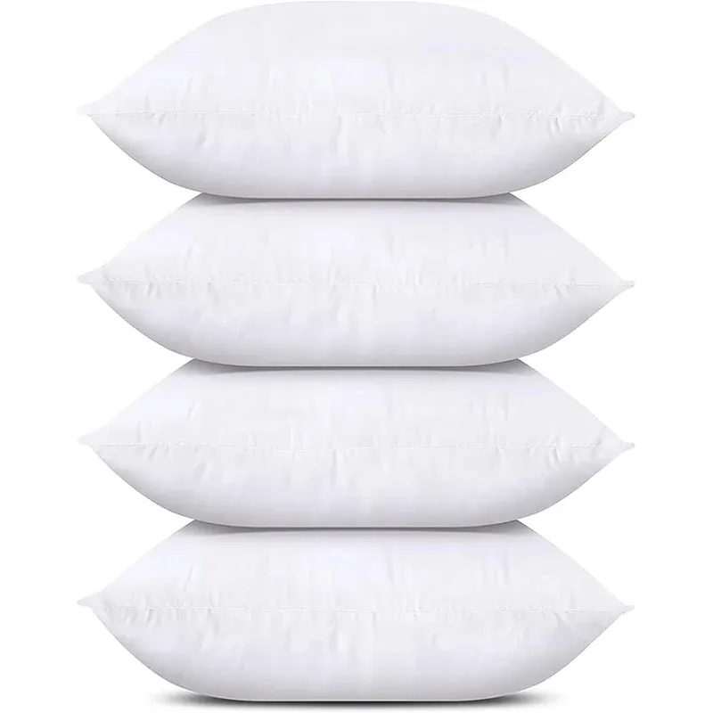Set of 4 or 2 White 18x18 Inch Decorative Throw Pillow Inserts, Soft Comfortable Cushion Core for Sofa, Bed, Couch - Perfect Home Decor thumbnail 1