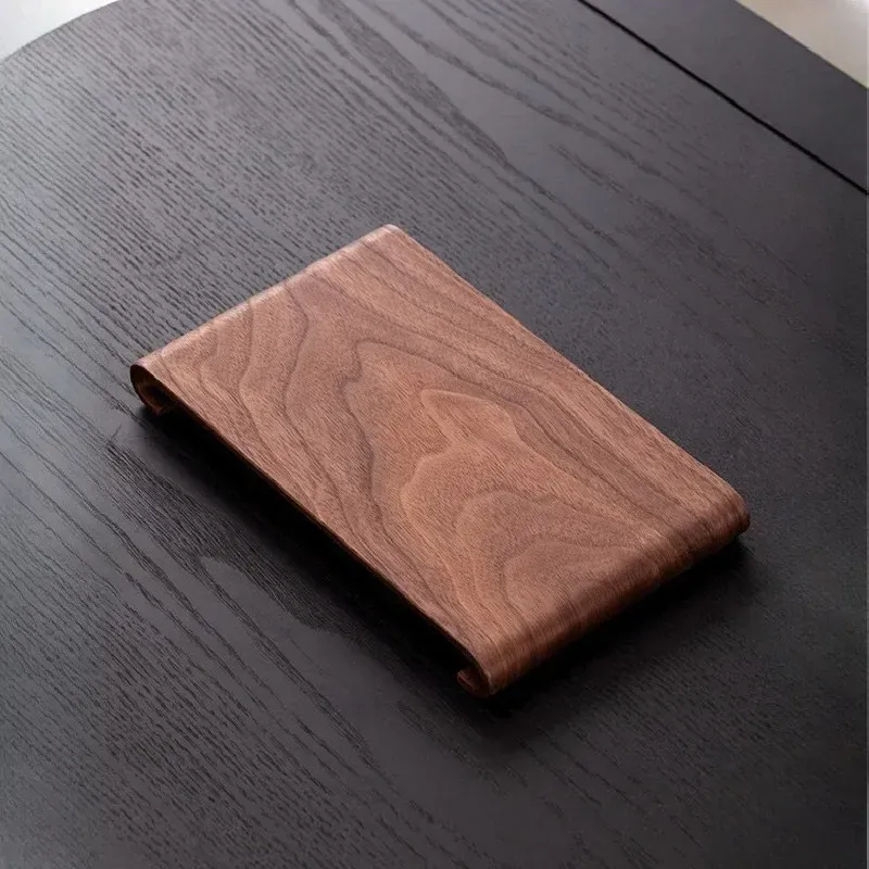 Rectangular Walnut Wood Serving Tray for Coffee Table & Home Decor | Retro Style Heat-Resistant Plate for Tea Sets & Display showcase 6