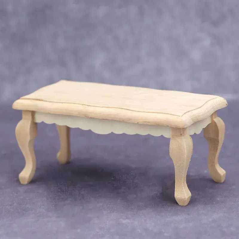 1:12 Scale Miniature Wooden Teatable Coffee Table for Dollhouse Decor, Simulation Micro Landscape Decoration, Realistic Furniture Accessory showcase 5