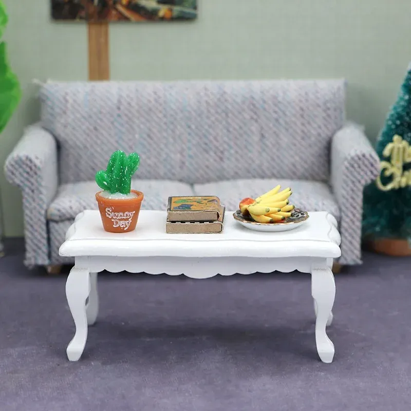 1:12 Scale Miniature Wooden Teatable Coffee Table for Dollhouse Decor, Simulation Micro Landscape Decoration, Realistic Furniture Accessory thumbnail 3