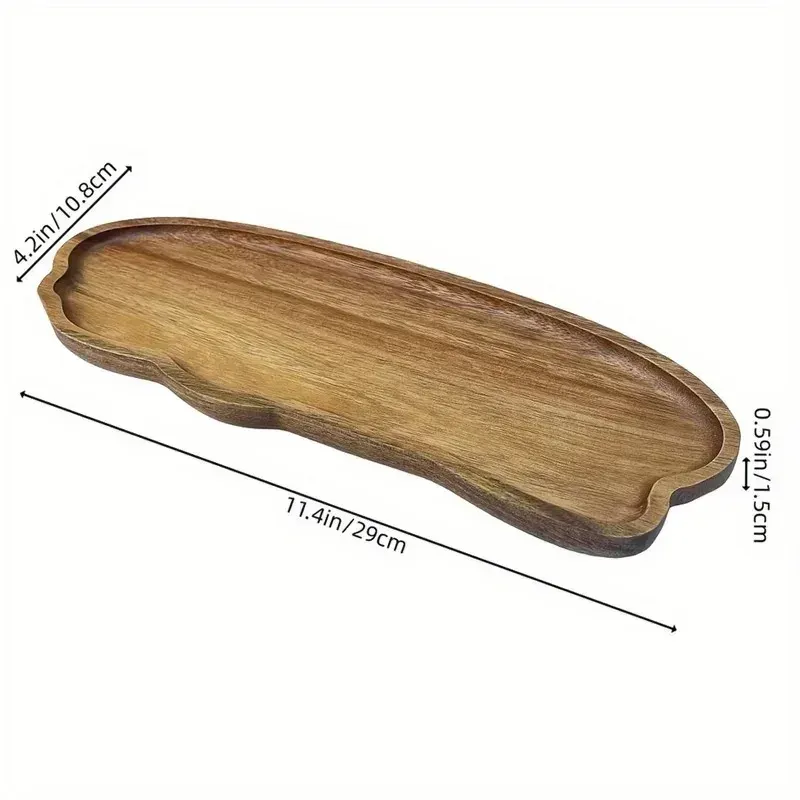 Japanese Style Wooden Coffee Tray for Fruit, Desserts, Candies, Bread, Snacks, Cakes - Natural Wood Food Serving Platter for Table showcase 6