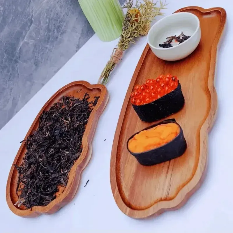 Japanese Style Wooden Coffee Tray for Fruit, Desserts, Candies, Bread, Snacks, Cakes - Natural Wood Food Serving Platter for Table showcase 8