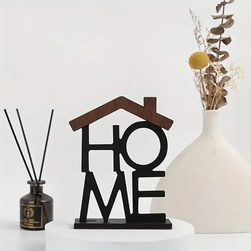 Creative Wooden House Shaped Ornament for Home Decor, Living Room Coffee Table & Wardrobe Display, Unique Housewarming & Birthday Gift thumbnail 1