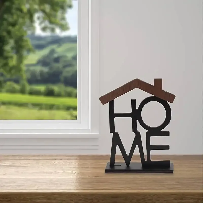 Creative Wooden House Shaped Ornament for Home Decor, Living Room Coffee Table & Wardrobe Display, Unique Housewarming & Birthday Gift thumbnail 2