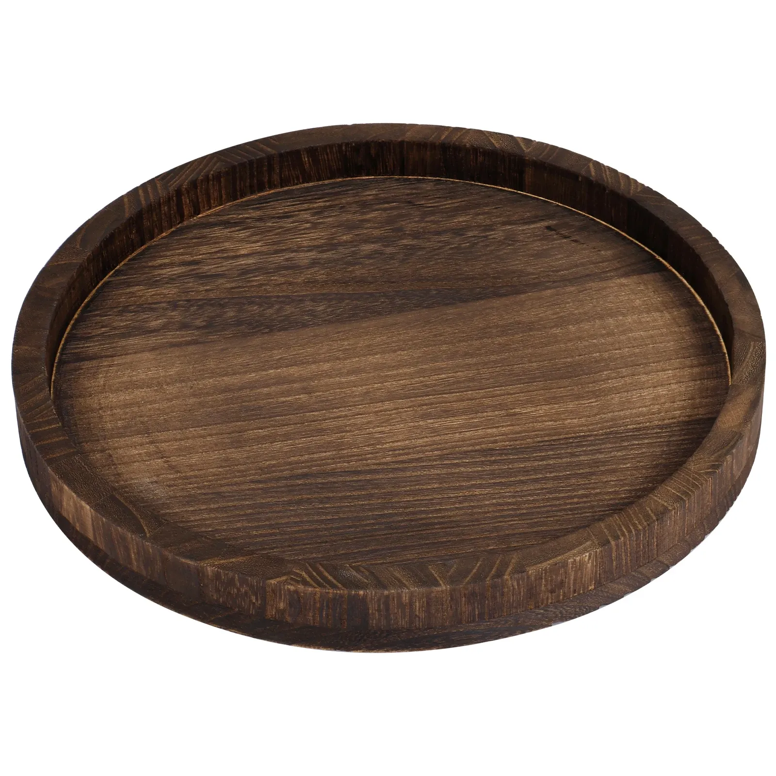 30cm Round Wooden Serving Tray - Retro Decorative Coffee Meal Platter, Multipurpose Candle Holder for Table Home Decor thumbnail 1