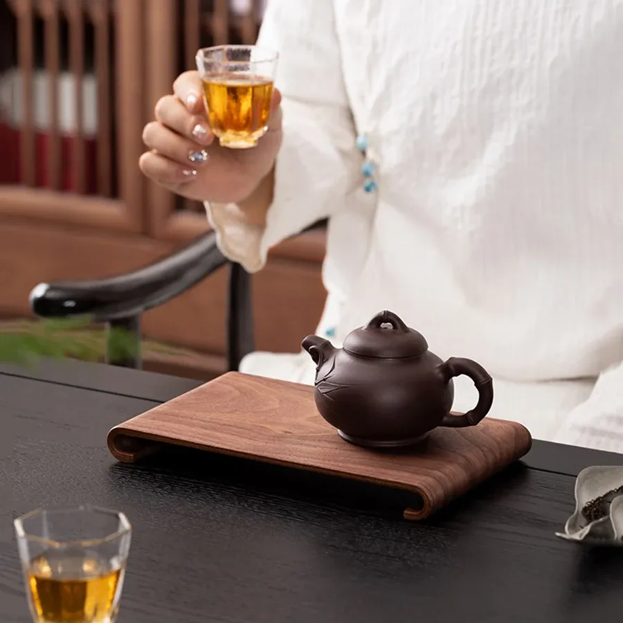 Creative Retro Rectangular Wooden Desktop Display Tray - Heat-Resistant Thick Plate for Hotel Home Coffee Table Decor showcase 6