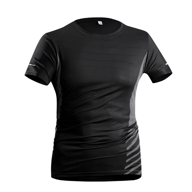 Men's Summer Running T-Shirt, Ice Silk Thin Quick Dry Short Sleeve Top with Reflective Printing, Breathable Fitness Sports Shirt for Active Lifestyles thumbnail 6