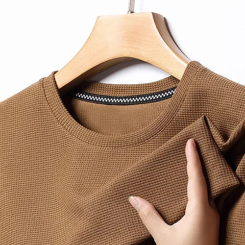 Men's Summer Waffle Knit Round Neck Short Sleeve T-Shirt - Breathable Casual Top for Daily Wear