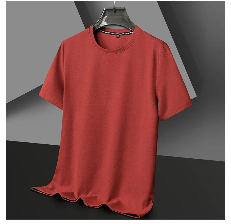 Men's Summer Waffle Knit Round Neck Short Sleeve T-Shirt - Breathable Casual Top for Daily Wear showcase 15