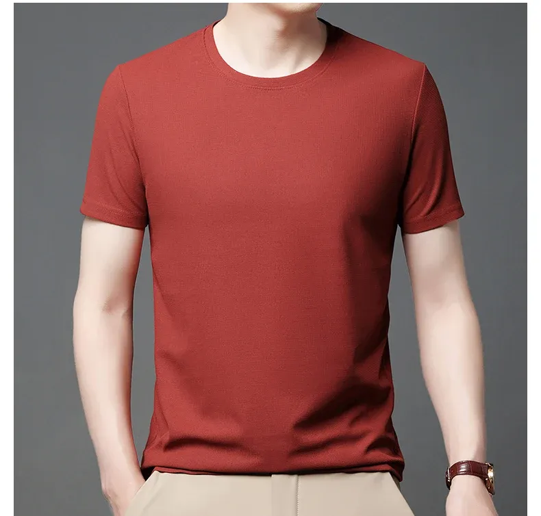 Men's Summer Waffle Knit Round Neck Short Sleeve T-Shirt - Breathable Casual Top for Daily Wear showcase 20