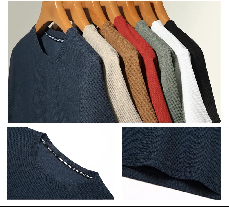 Men's Summer Waffle Knit Round Neck Short Sleeve T-Shirt - Breathable Casual Top for Daily Wear showcase 24