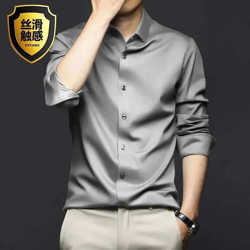 Men's Long Sleeve Non-Iron Dress Shirt - Wrinkle Resistant Business Casual White Shirt for Professional Wear showcase 14