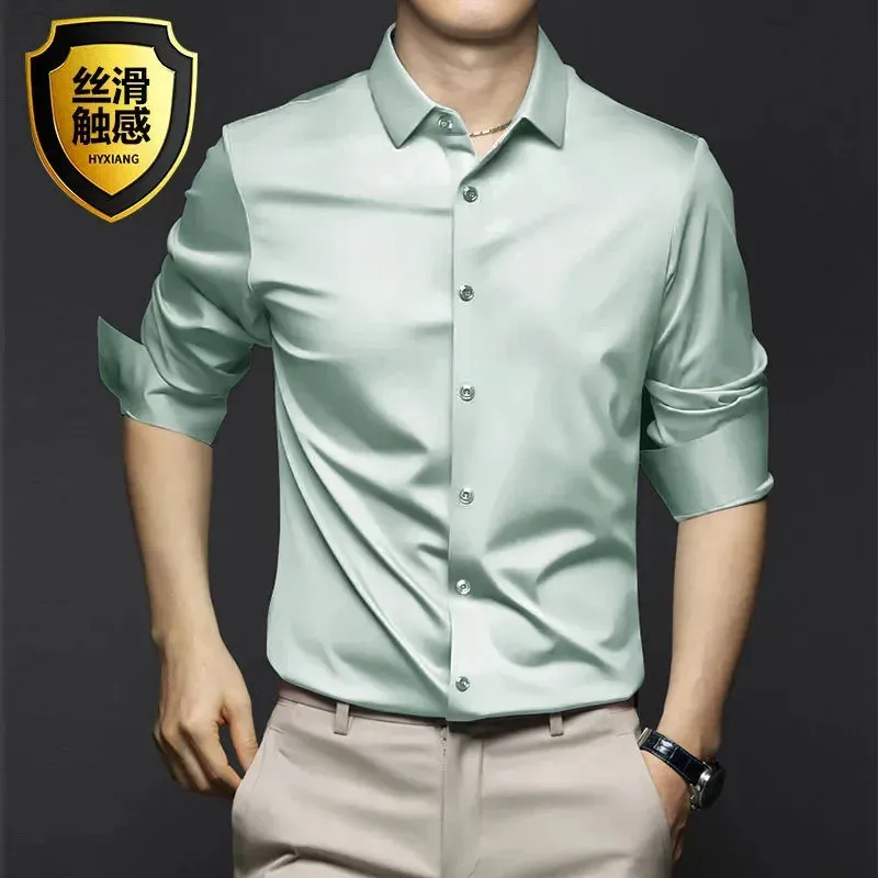 Men's Long Sleeve Non-Iron Dress Shirt - Wrinkle Resistant Business Casual White Shirt for Professional Wear thumbnail 5