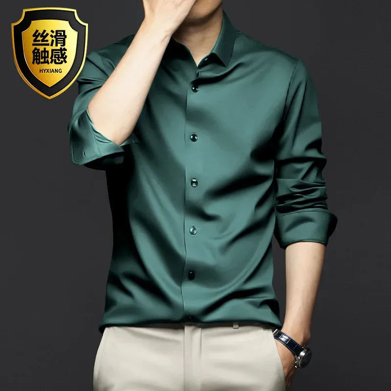 Men's Long Sleeve Non-Iron Dress Shirt - Wrinkle Resistant Business Casual White Shirt for Professional Wear thumbnail 2