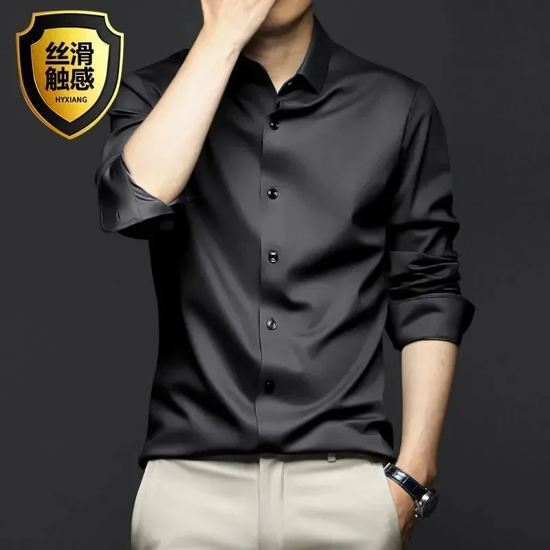 Men's Long Sleeve Non-Iron Dress Shirt - Wrinkle Resistant Business Casual White Shirt for Professional Wear showcase 12