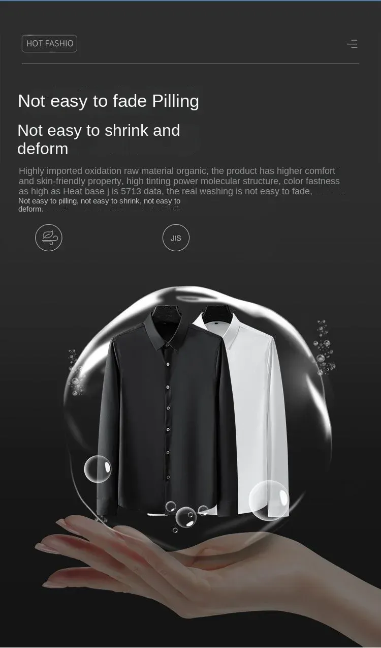 Men's Long Sleeve Non-Iron Dress Shirt - Wrinkle Resistant Business Casual White Shirt for Professional Wear showcase 8
