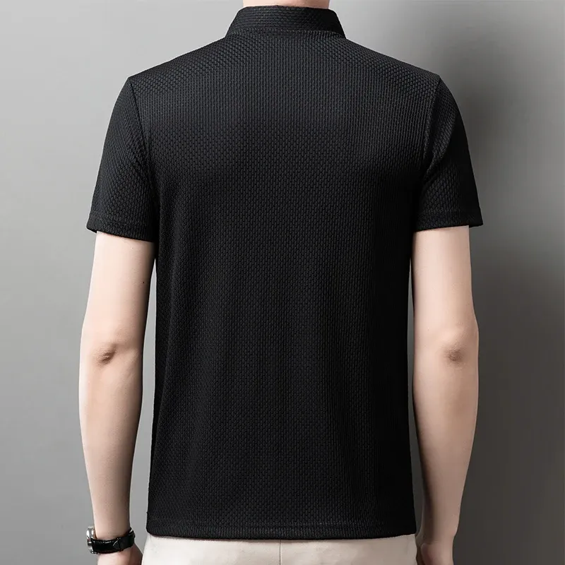Men's Business Casual Short Sleeve Polo Shirt - Breathable Cotton Blend, Solid Color, Summer Versatile Fashion Top showcase 27