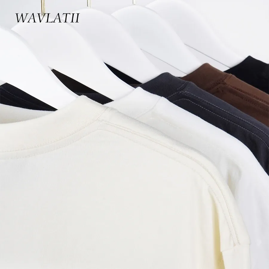 WAVLATII Oversized Summer T-Shirt for Women & Men - Brown Casual Korean Streetwear Tee, Unisex Basic Solid Young Cool Top thumbnail 3