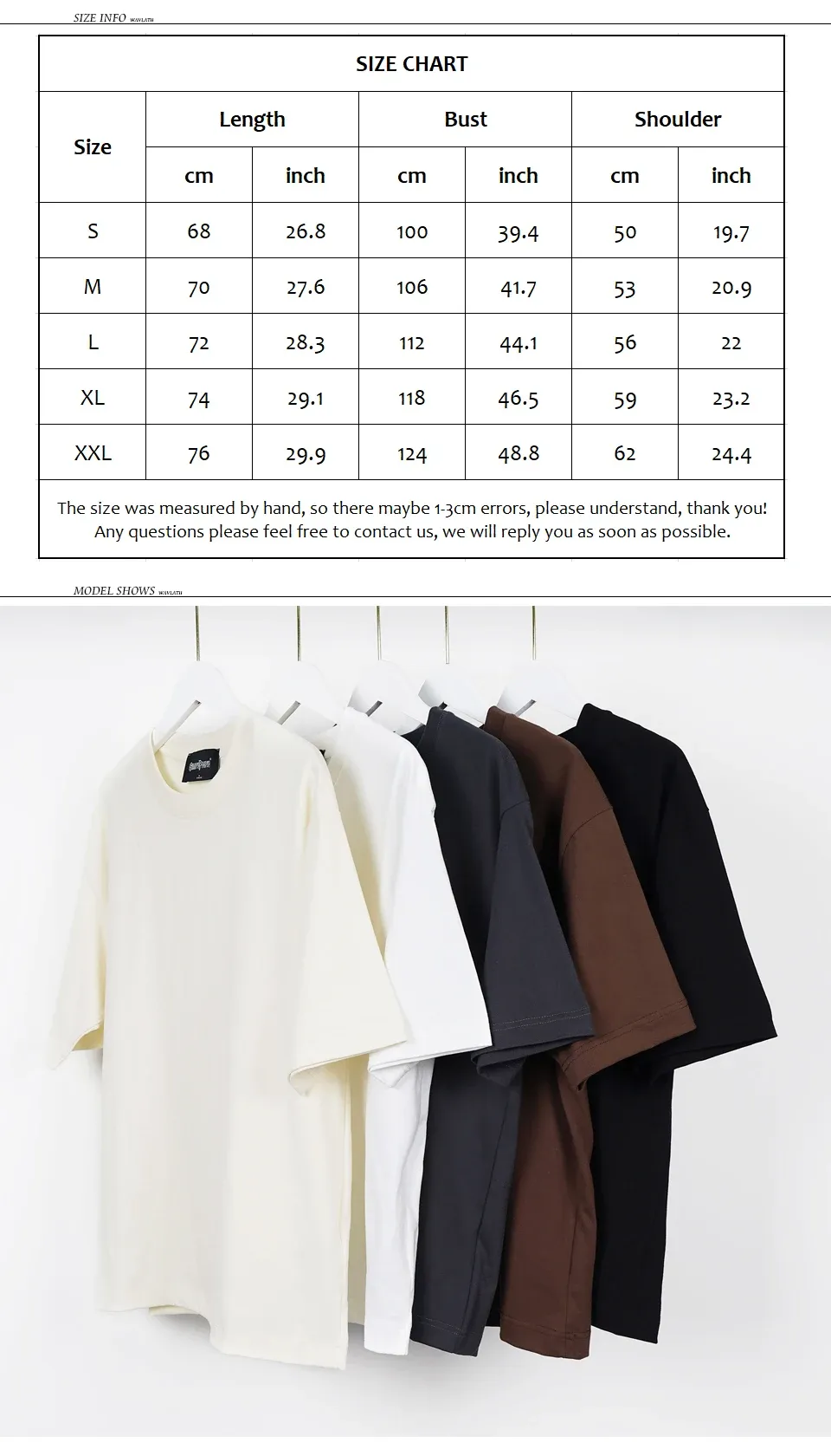 WAVLATII Oversized Summer T-Shirt for Women & Men - Brown Casual Korean Streetwear Tee, Unisex Basic Solid Young Cool Top showcase 1