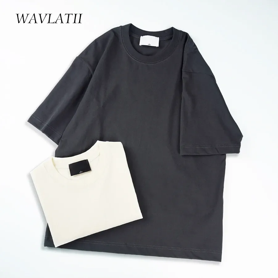 WAVLATII Oversized Summer T-Shirt for Women & Men - Brown Casual Korean Streetwear Tee, Unisex Basic Solid Young Cool Top thumbnail 2