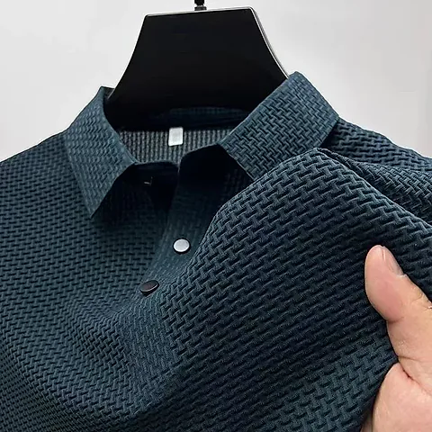 Men's Short Sleeve Polo Shirt - Business Casual, Breathable Cotton Blend, Solid Color, Summer Versatile Top
